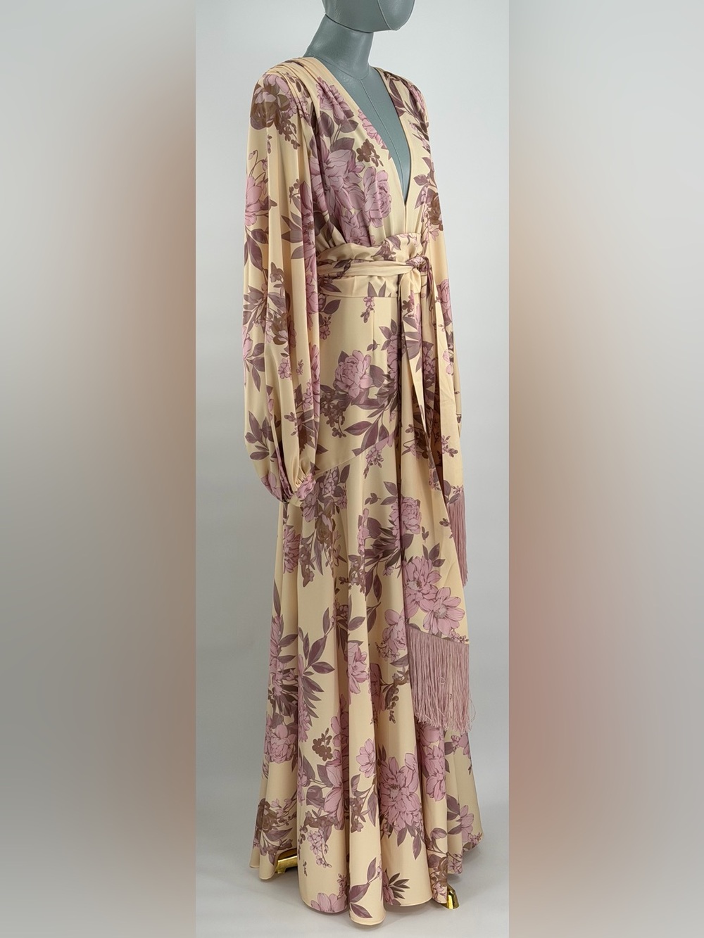 🆕 BRONX & BANCO 🧿 NWOT Magnolia Carmen Belted Fringe Gown, Blush - Sz XS US 2 - Picture 5 of 15